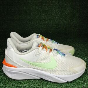 Nike Running Shoes Kids 6.5Y White Star Runner 4 FN4979-100 Rainbow Laces